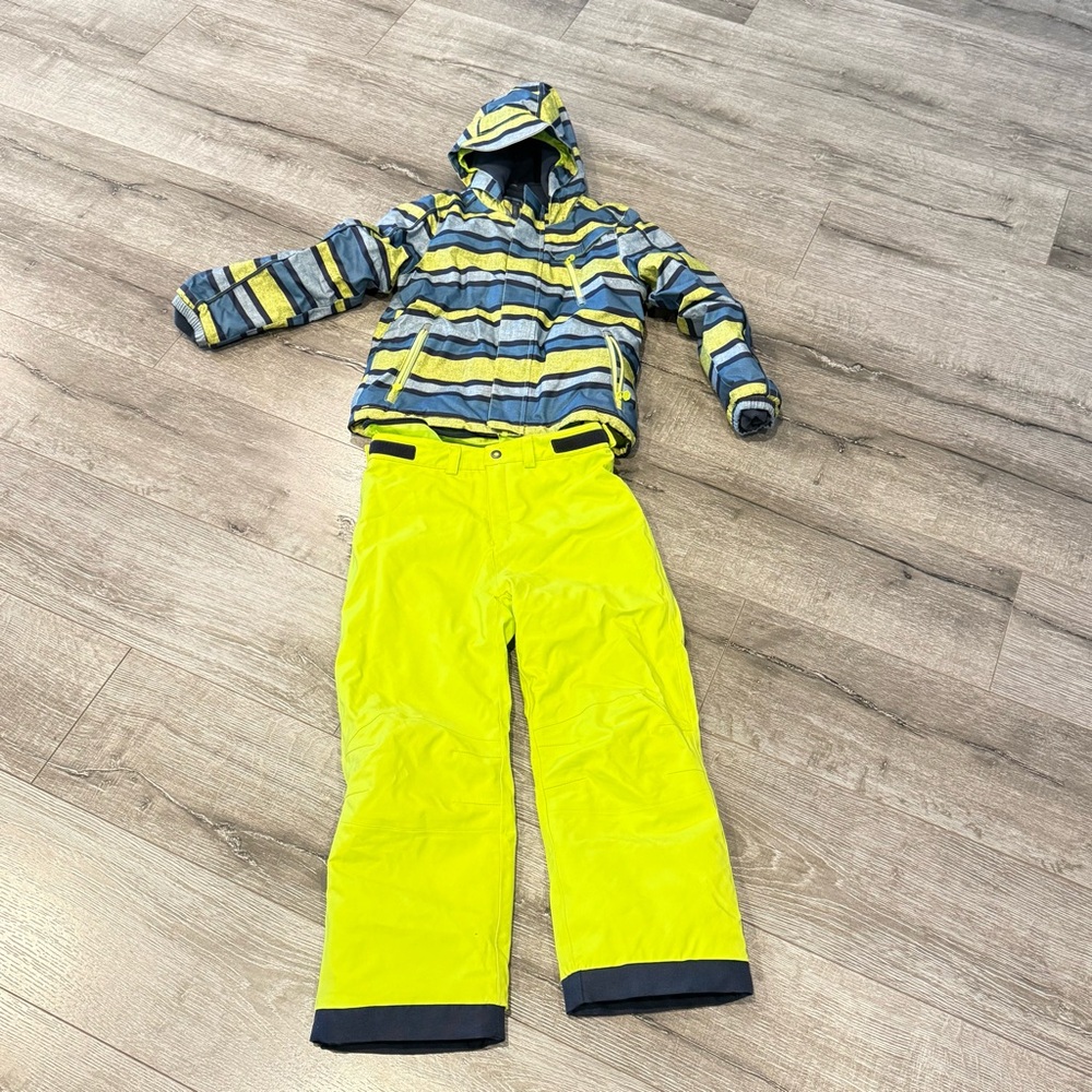 Vibrant Striped Jacket and Neon Pants Kids Set